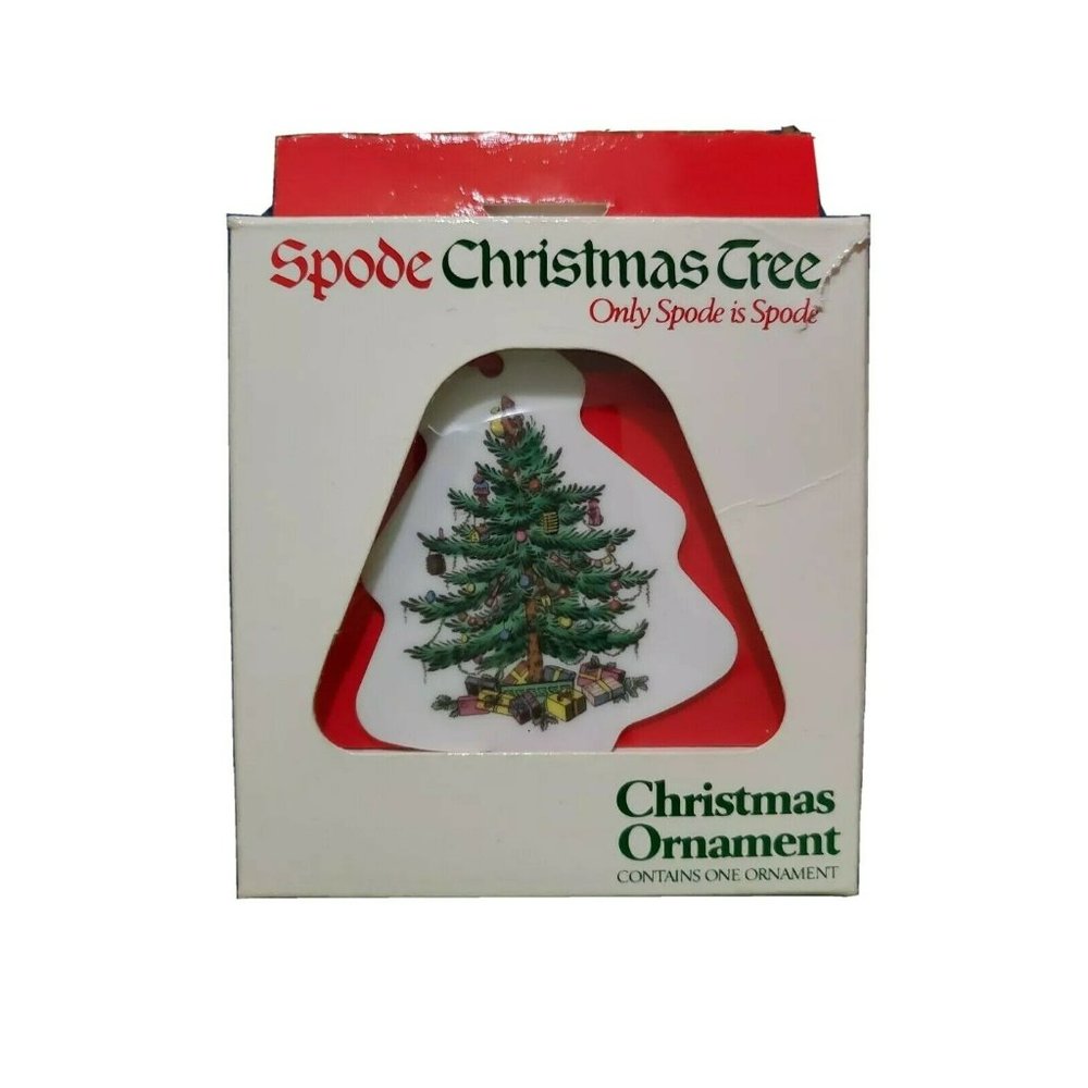Vtg Spode Bell Shaped Flat Bone China Christmas Tree Ornament England Box